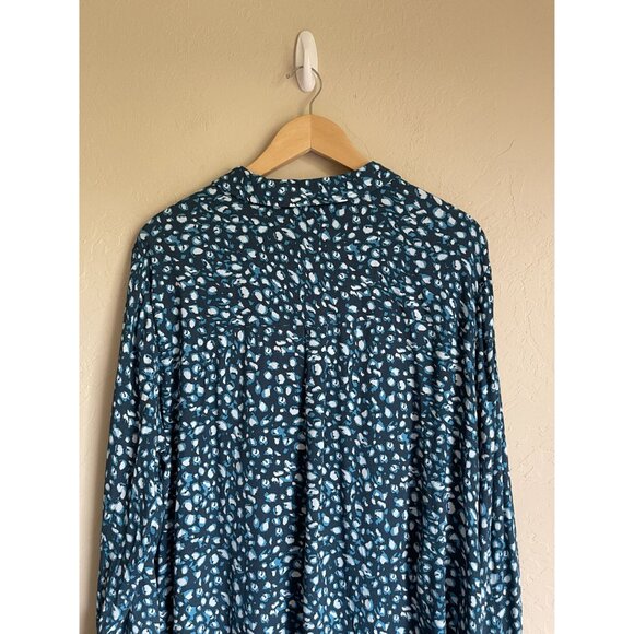 New! NWT Whistles Pastel Leopard Print Blue Turquoise Shirt US 14 MSRP $139 Long - Picture 13 of 16